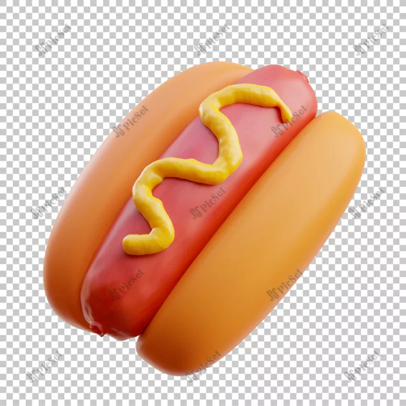 3d render illustration hotdog isolated premium psd / هات داگ سه بعدی