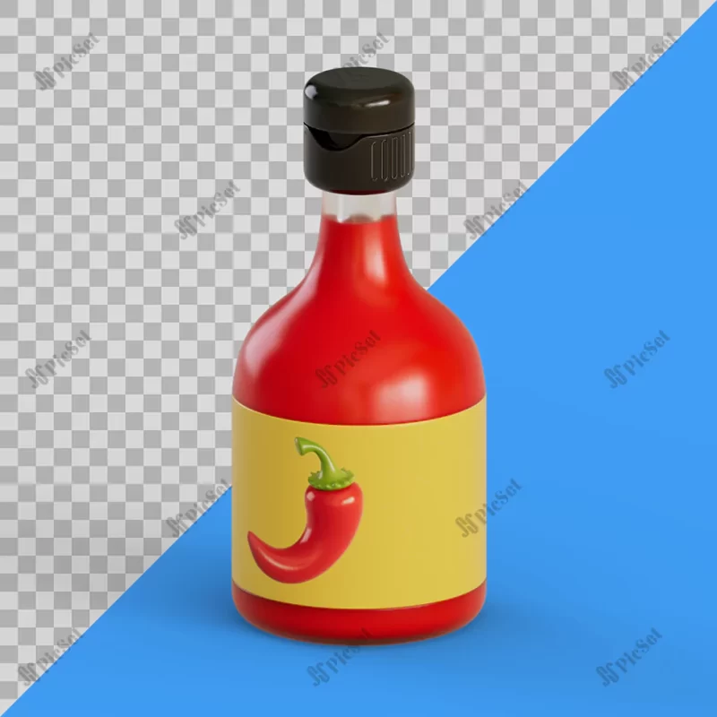 3d stylized hot sauce bottle / بطری سس تند سه بعدی