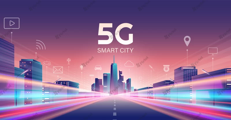 5g wireless network smart city concept / مفهوم شهر هوشمند شبکه بی سیم 5g