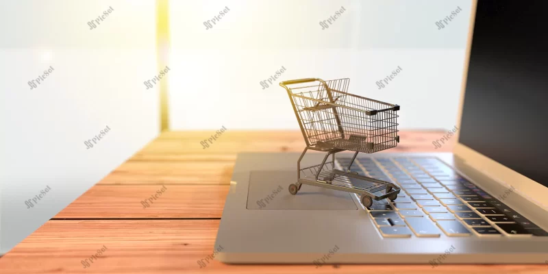 cart shopping online computer notebook laptop ecommerce business economy buy sell cyber retail store market payment purchase product technology digital website order delivery network3d render / سبد خرید آنلاین نوت بوک کامپیوتر لپ تاپ تجارت الکترونیک خرید و فروش پرداخت خرید وب سایت دیجیتال