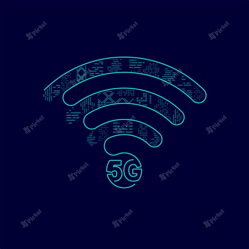 concept 5g technology graphic wifi symbol combined with building / نماد وایفای گرافیکی مفهوم فناوری 5g همراه با ساختمان