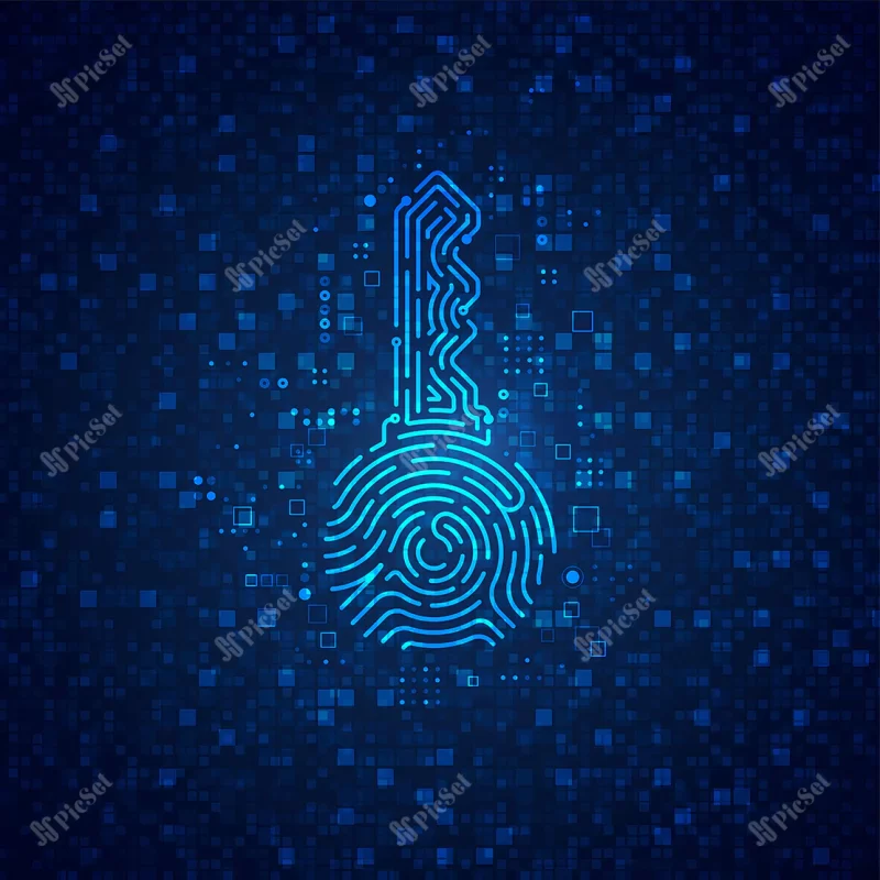 concept private key cryptocurrency technology background / پس زمینه مفهوم فناوری رمزارز کلید خصوصی اثر انگشت