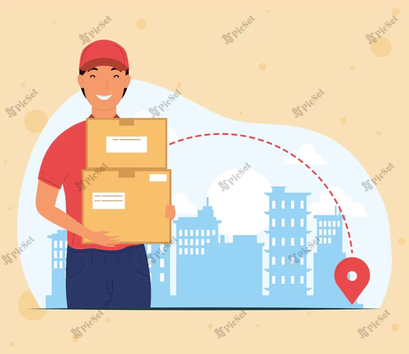 courier worker with boxes / کارگر پیک با جعبه، تحویل بسته ارسالی