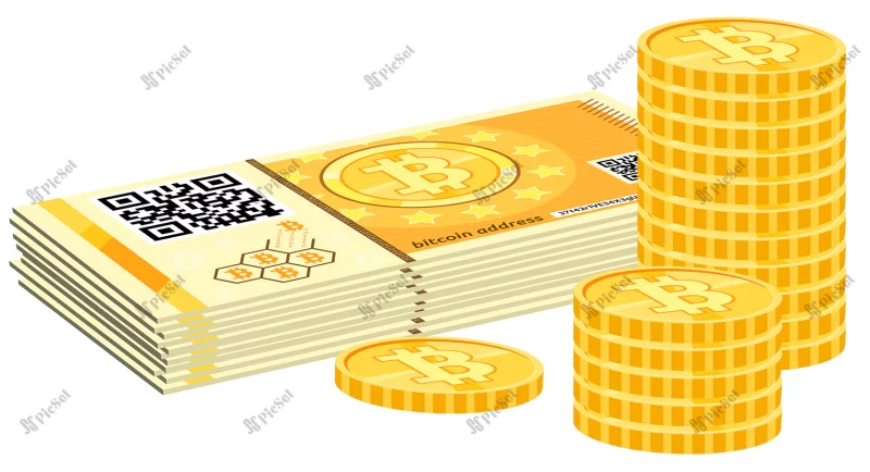 crypto currency bitcoin banknotes coins / ارز دیجیتال بیت کوین اسکناس سکه