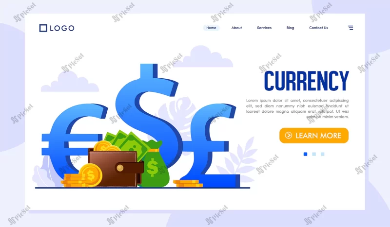 currency landing page website template / قالب وب سایت صفحه فرود لندینگ پیج ارز دلار یورو 
