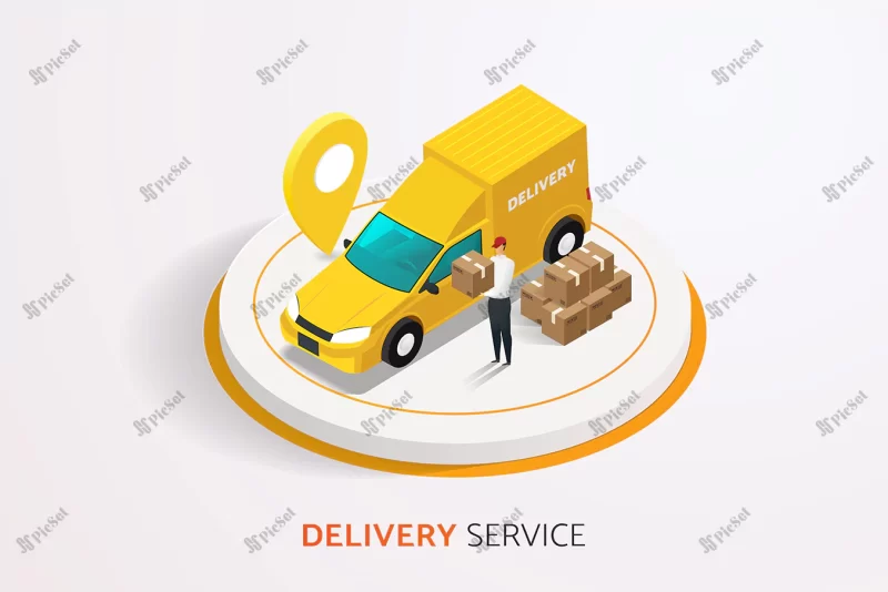 delivery man with delivery truck / تحویل دهنده با کامیون، ارسال کالا و خدمات