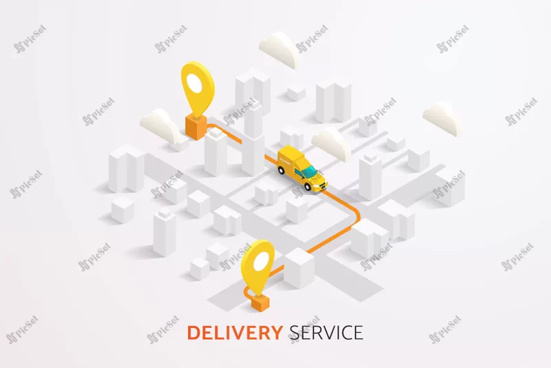 delivery trucks delivery boxes map background road / کامیون تحویل جعبه، خدمات ارسالی پست روی نقشه پس زمینه جاده و لوکیشن