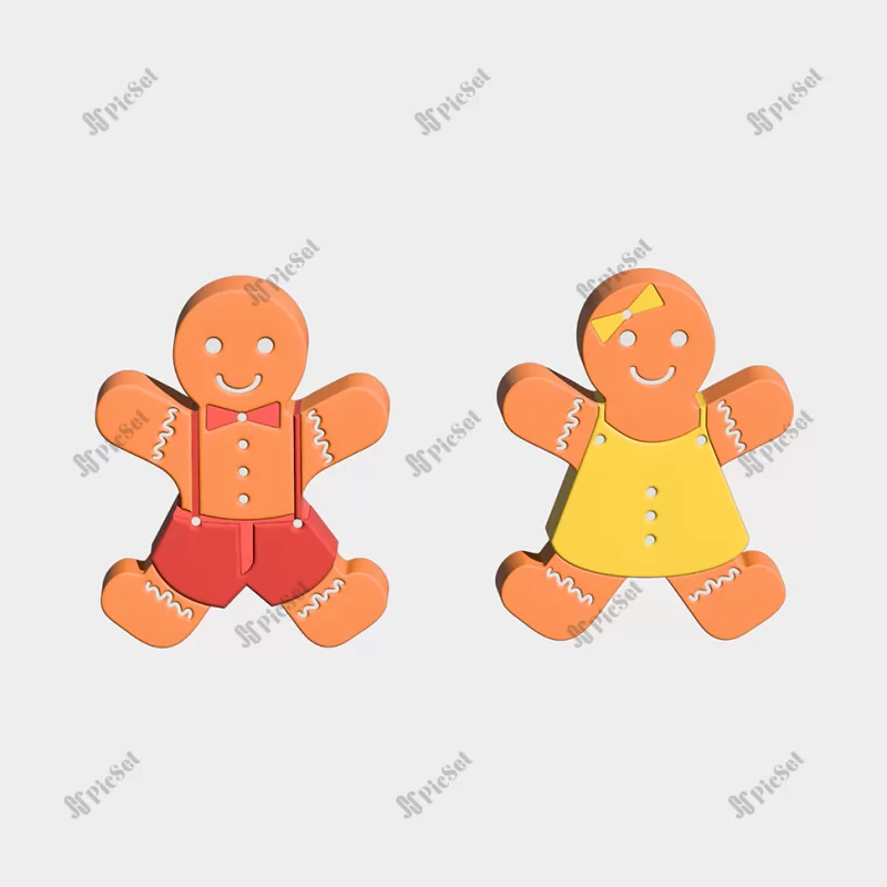 gingerbreads mans sweet cookies 3d illustration / شیرینی زنجبیلی سه بعدی