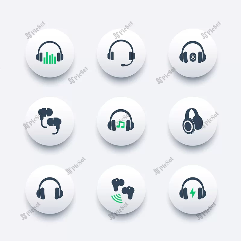 headphones earbuds icons set / مجموعه آیکون های هدفون