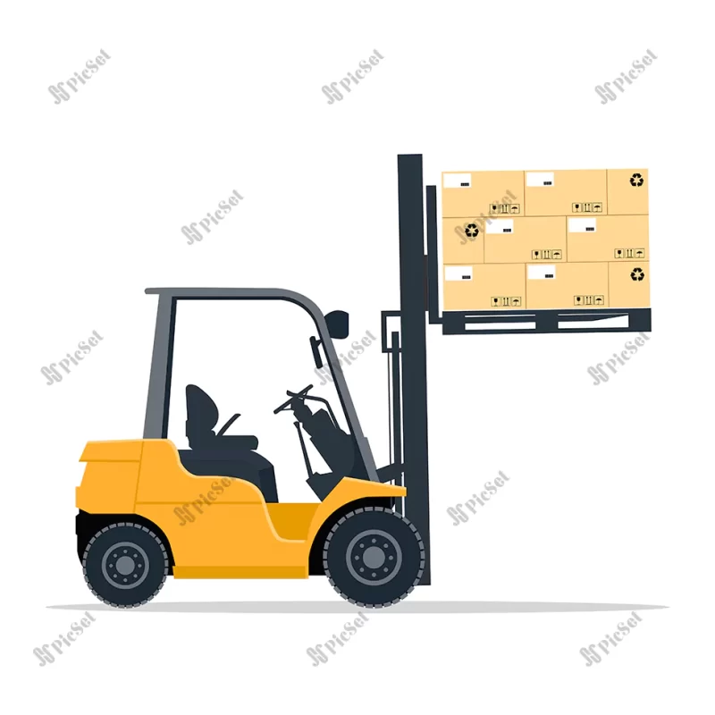 industrial forklift design lifting cardboard boxes pallet / پالت جعبه های مقوایی روی بالابر ماشین لیفتراک صنعتی