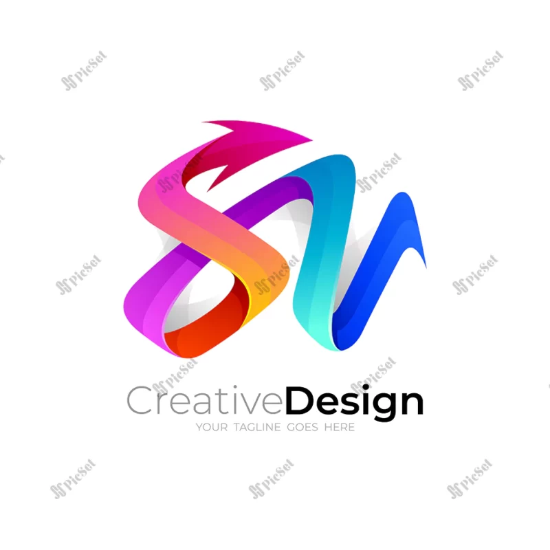 letter s v design combination 3d colorful design / لوگو ترکیبی حرف s v رنگارنگ سه بعدی، فلش و مسیر