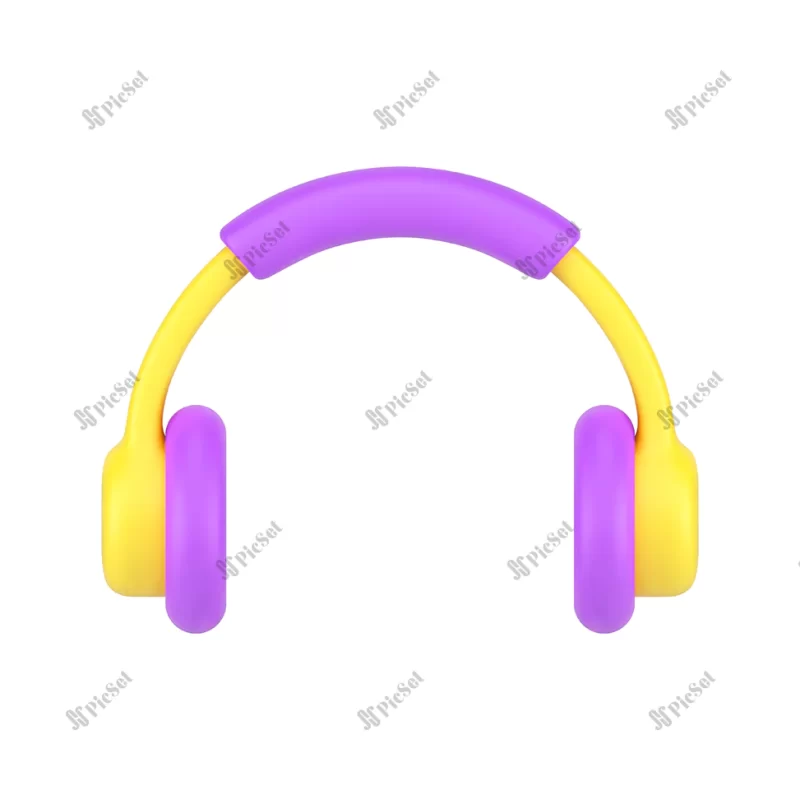 mobile headphones 3d icon professional yellow headset with purple accents / هدفون موبایل سه بعدی هدست زرد بنفش