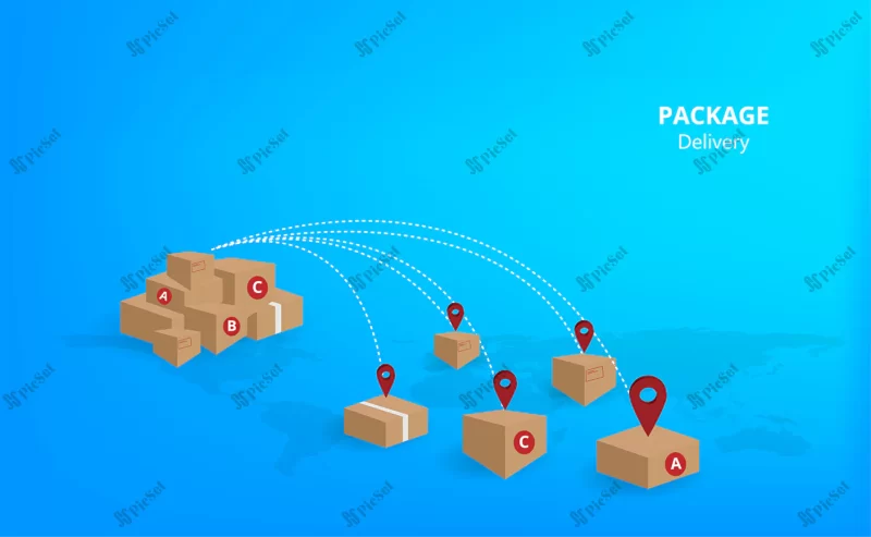 package delivery concept fast respond delivery package shipping global online order 3d / مفهوم تحویل بسته پاسخ سریع تحویل بسته ارسال سفارش آنلاین جهانی سه بعدی