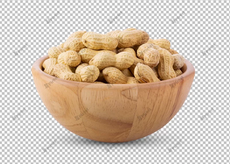 peanuts wood bowl isolated alpha layer / کاسه چوبی بادام زمینی