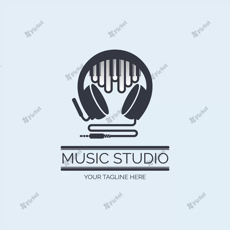 piano tuts earphone music studio recording logo design template brand company other / لوگو پیانو هدفون استودیو ضبط موسیقی
