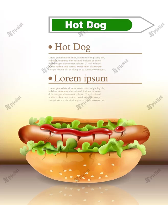 realistic hot dog menu / منوی غذا هات داگ