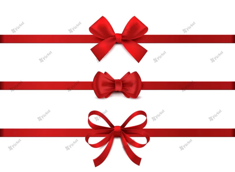 red realistic bow illustration / ربان قرمز با پاپیون های مختلف