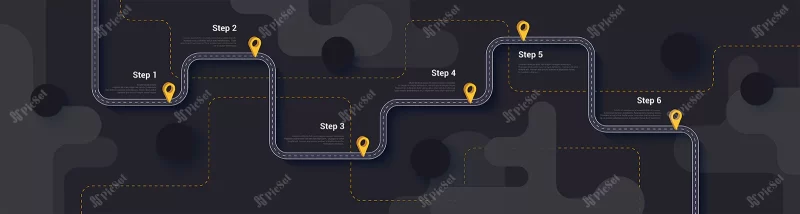 road map journey route infographics template / الگوی اینفوگرافیک مسیر سفر نقشه راه