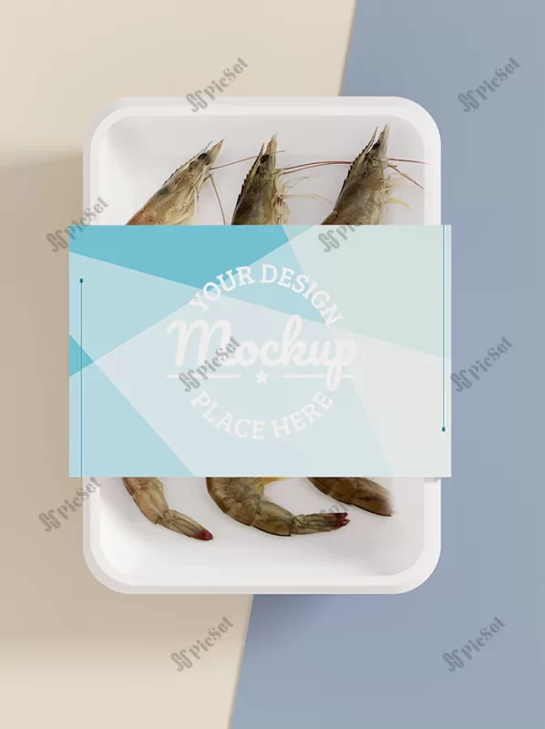 side dish transparent box mockup design / موکاپ جعبه ظرف بسته بندی ماهی میگو