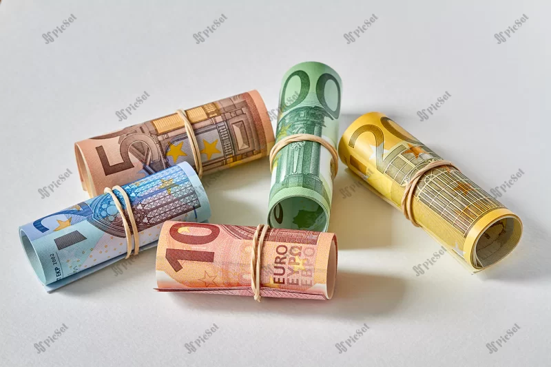 ten twenty fifty one two hundred euro bill rolled up as tubule / اسکناس ده بیست و پنجاه و دویست یورویی به صورت لوله ای پیچیده شده