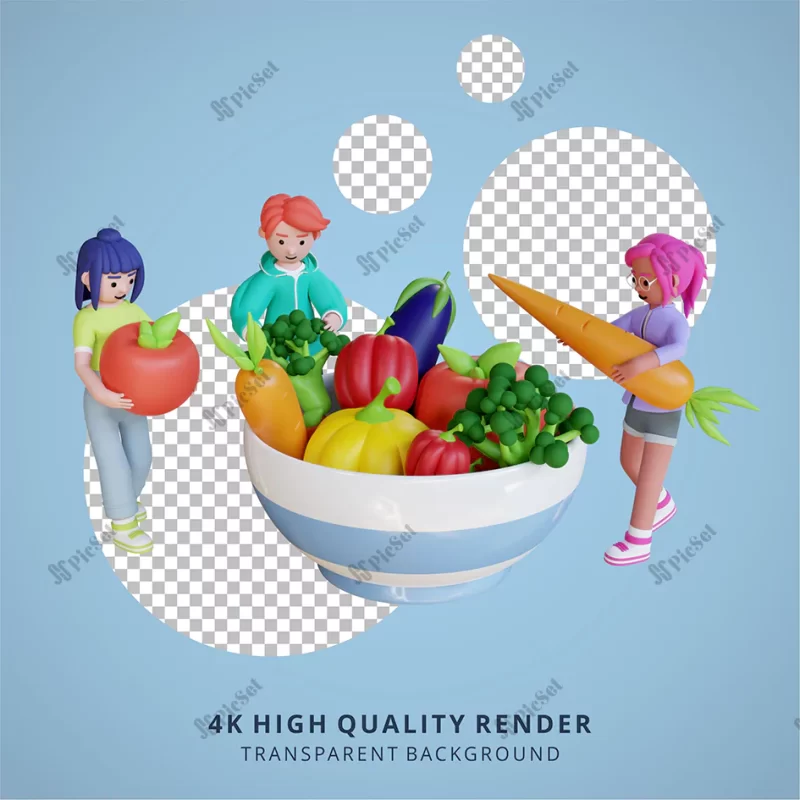 vegetarian healthy nutritions vegetables meal illustration 3d rendering_506595 24 / تغذیه سالم گیاهخواری، وعده غذایی سبزیجات سه بعدی