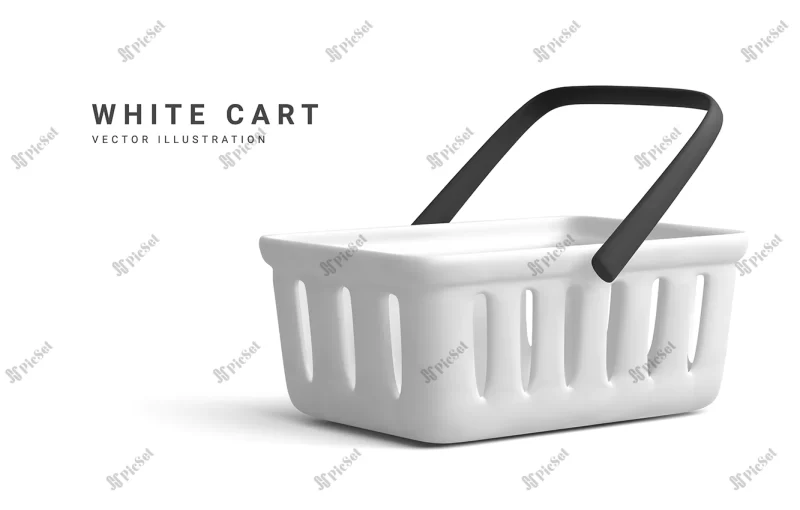 white empty shopping basket online store realistic shopping cart isolated white background vector illustration / سبد خرید فروشگاه آنلاین