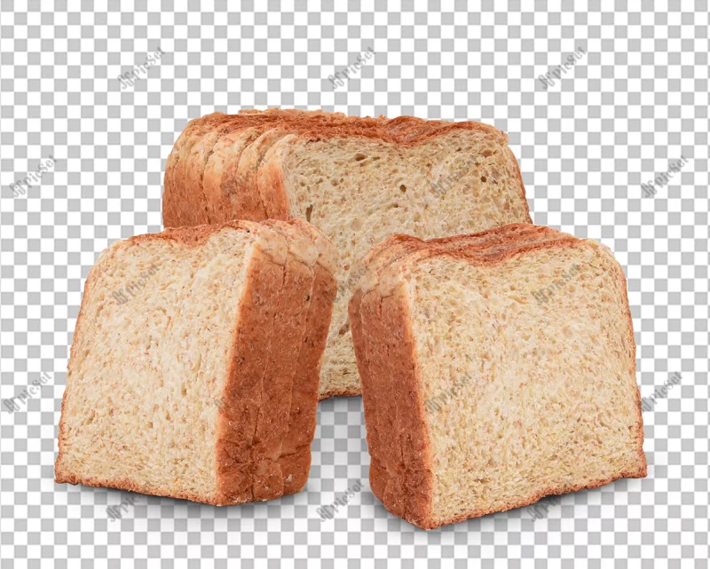 whole wheat bread slices white background / نان تست سبوس دار