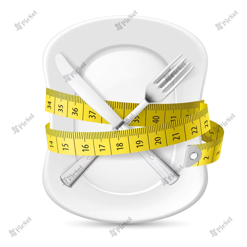 yellow measure circling plate / گردش متر اندازه گیری به دور بشقاب غذاخوری مفهوم رژیم غذایی، کاهش وزن