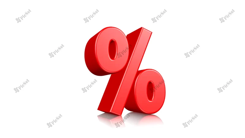 3d render red percent isolated white / تخفیف سه بعدی درصد تخفیف خرید