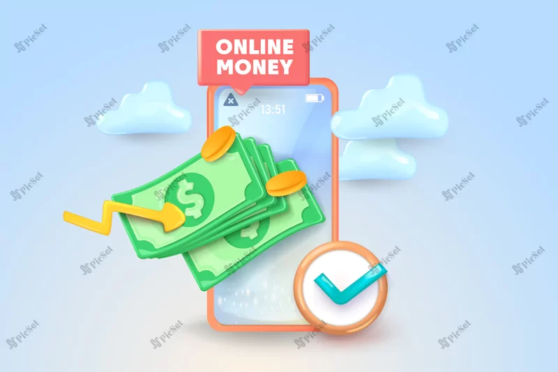 3d vector cashback money mobile payment online payment money saving concept / بازگشت نقدی پول پرداخت آنلاین مفهوم صرفه جویی در پول موبایل سه یعدی