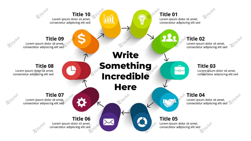 3d vector perspective infographic presentation slide template step options arrows circle diagram / اینفوگرافیک نمودار دایره ای
