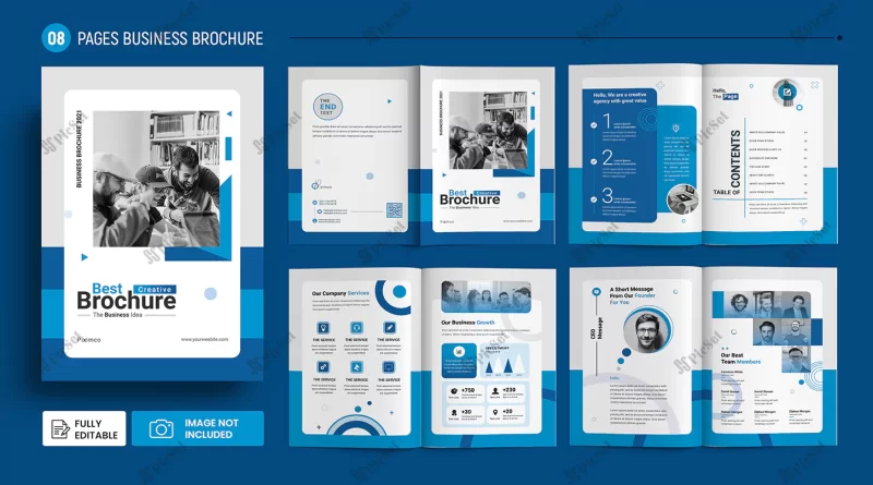 abstract infographic company profile brochure template psd / قالب بروشور مشخصات شرکت اینفوگرافیک مدرن