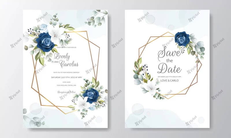 beautiful hand drawn floral wedding invitation card / کارت دعوت عروسی با گل های زیبا