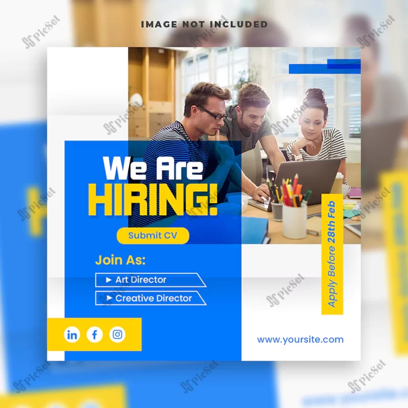 business we are hiring employee job social media banner post template / کسب و کار در حال استخدام کارمندی بنر پست شبکه های اجتماعی فرصت شغلی