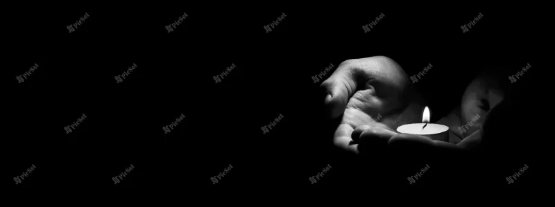 candle hand burning black background / پس زمینه مشکی دست و شمع