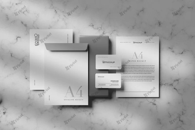 clean white stationary mockup design / موکاپ سربرگ و پاکت نامه کارت ویزیت موکاپ برندینگ شرکتی