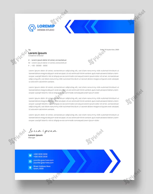 corporate modern business letterhead design template with blue color / قالب سربرگ تجاری مدرن شرکتی با رنگ آبی