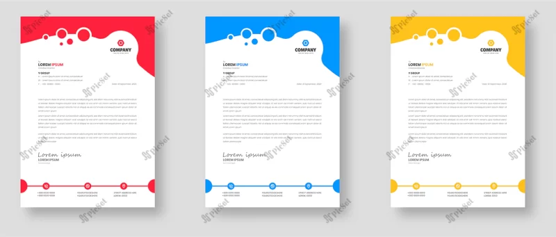 corporate modern business letterhead letter head design template with red blue yellow color / قالب سربرگ تجاری مدرن شرکتی با رنگ زرد آبی قرمز