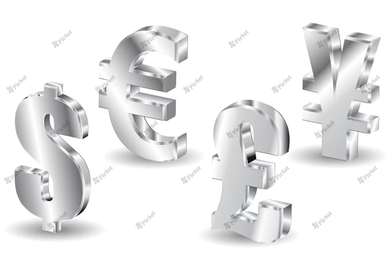 currency sign isolated white background / درآمد دلاری علامت ارز دلار یورو