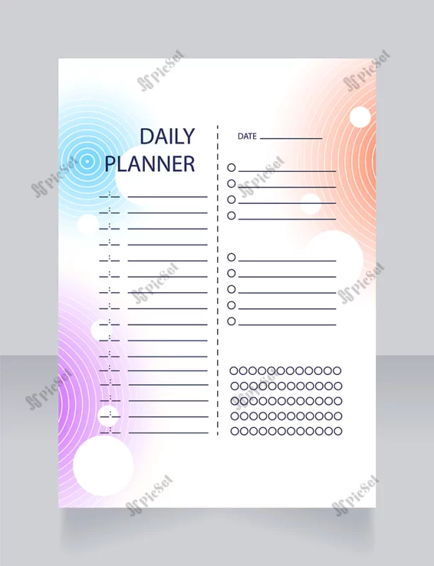 daily planner worksheet design template / قالب طراحی سربرگ برنامه ریز روزانه