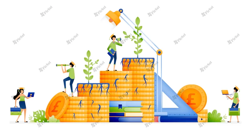 design growing sure investment from education with tuition subsidy policy economic progress illustration landing pages websites posters banners mobile apps web social media ads etc / طراحی رو به رشد سرمایه گذاری مطمئن از آموزش با سیاست یارانه شهریه پیشرفت اقتصادی تبلیغات درآمد مالی