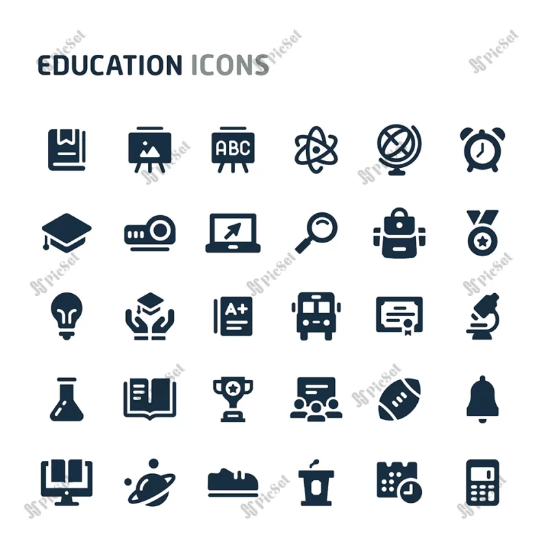 education icon set fillio black icon series / مجموعه آیکون های آموزش و پرورش آیکن تحصیلی