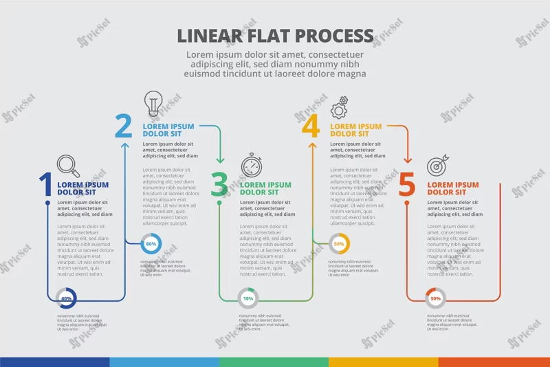 flat process infographic template / الگوی اینفوگرافیک فرآیند اینفوگرافیک خطی