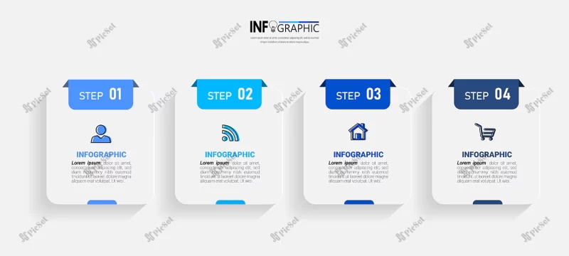 four steps business infographics / اینفوگرافیک چهار مرحله ای کسب و کار