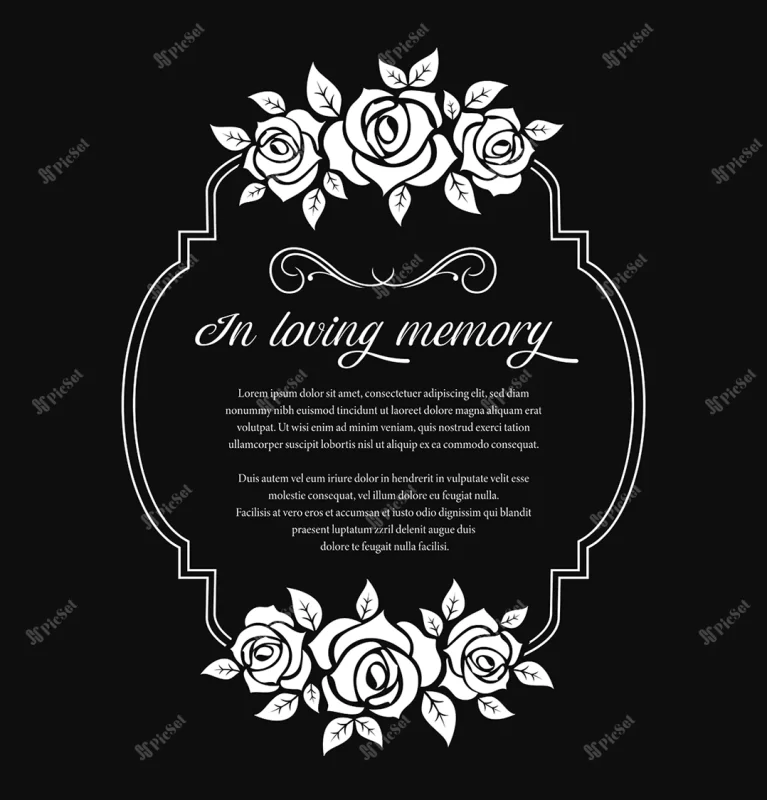 funeral frame with mourning condolence roses flowers / قاب تشییع جنازه با گل های رز تسلیت عزا