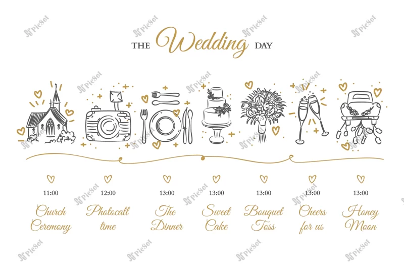 hand drawn wedding timeline / جدول زمانی عروسی