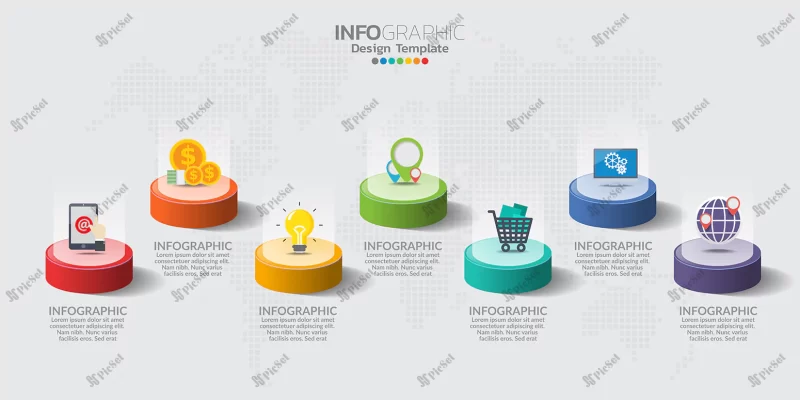 infographic elements content with icons / محتوای عناصر اینفوگرافیک دایره ای با نمادهای کسب و کار