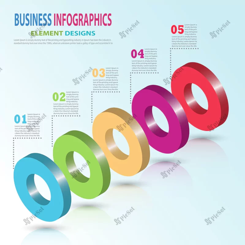 infographics business template 3d circle steps presentation sale forecast step by step / قالب کسب و کار اینفوگرافیک سه بعدی مراحل دایره ارائه پیش بینی فروش