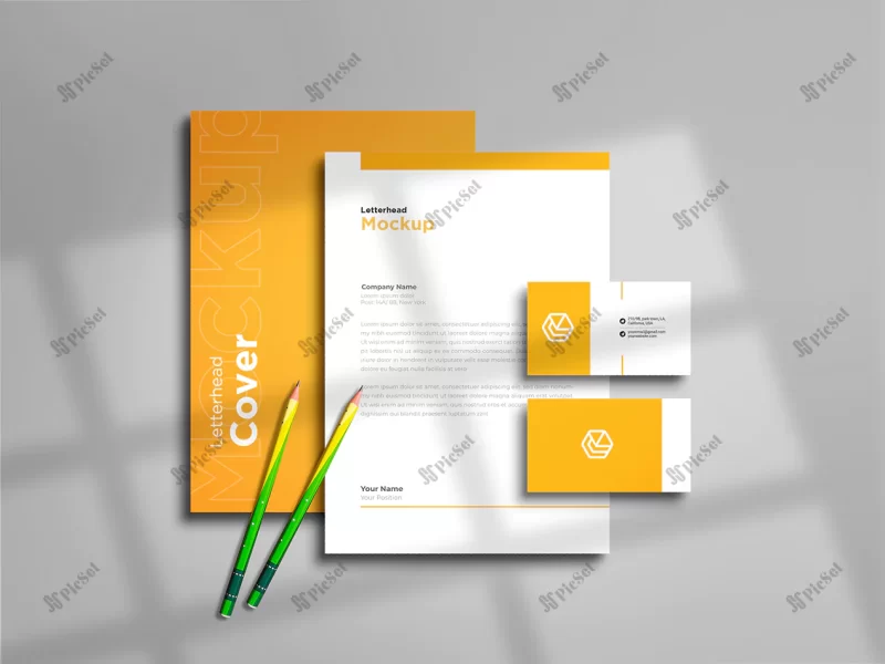letterhead with business card mockup / موکاپ سربرگ و کارت ویزیت