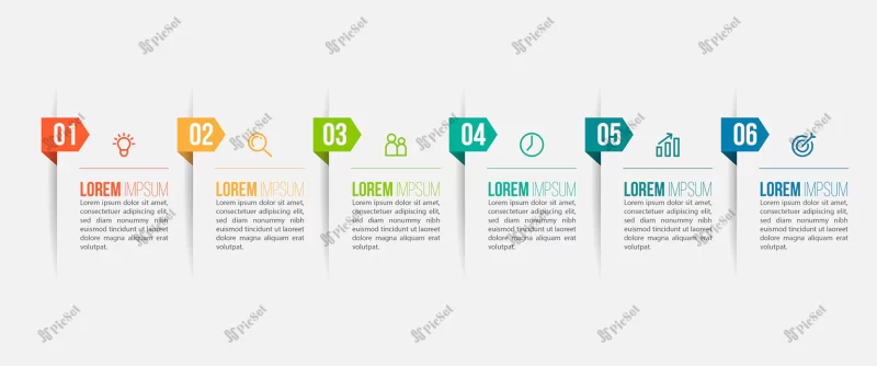 minimal infographic template design with numbers 6 options steps / قالب اینفوگرافیک مینیمال